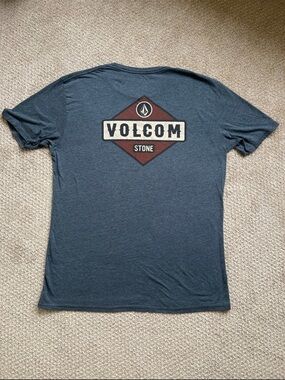 Volcom Men's Short Sleeve Logo Tee in Charcoal Blue